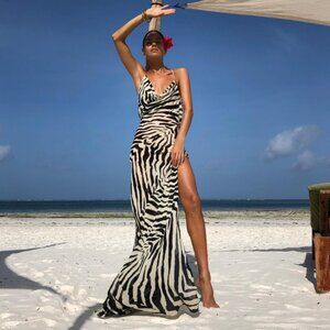 $230 Rat & Boa Zinnia Maxi Zebra Dress in B&W Stripe - M - NWOT